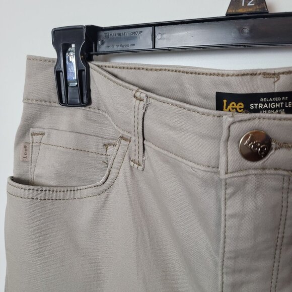 Lee Relaxed Fit Straight Leg High Rise Pants Beige Size 8 Medium New With Tags - Picture 6 of 9